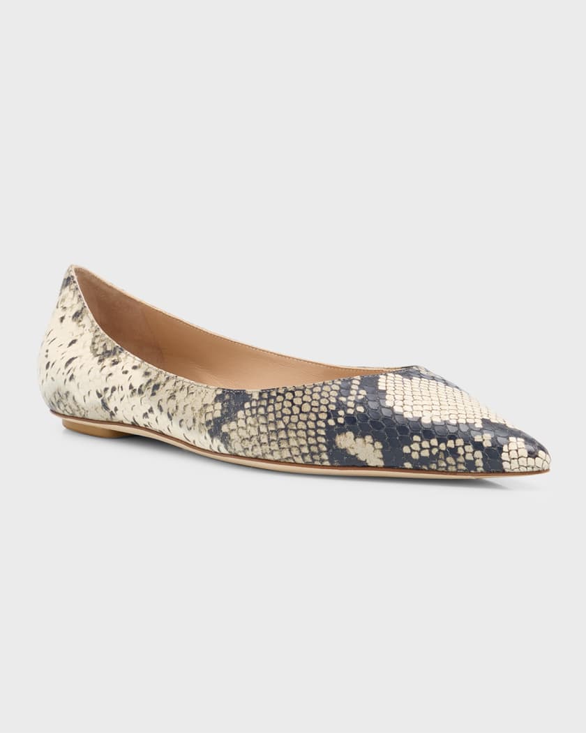 Emilia Snake Embossed Ballerina Flats