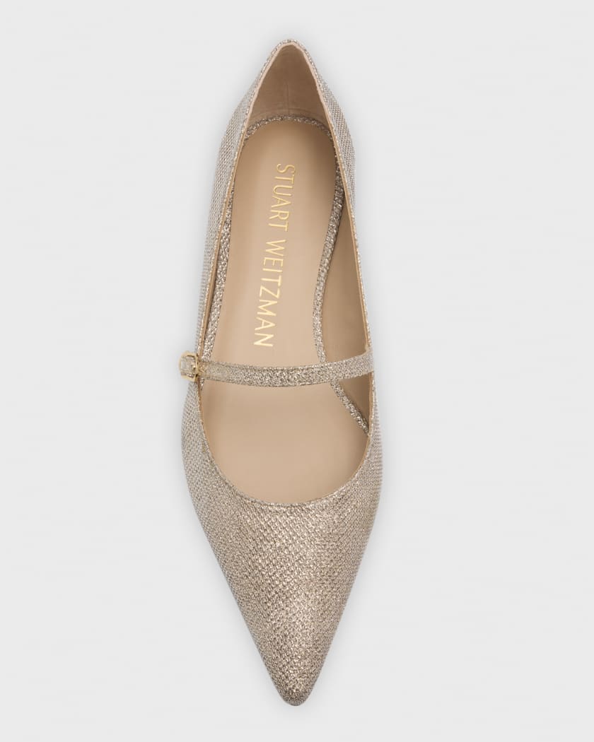 Stuart Weitzman Emilia Metallic Mary Jane Ballerina Flats Neiman