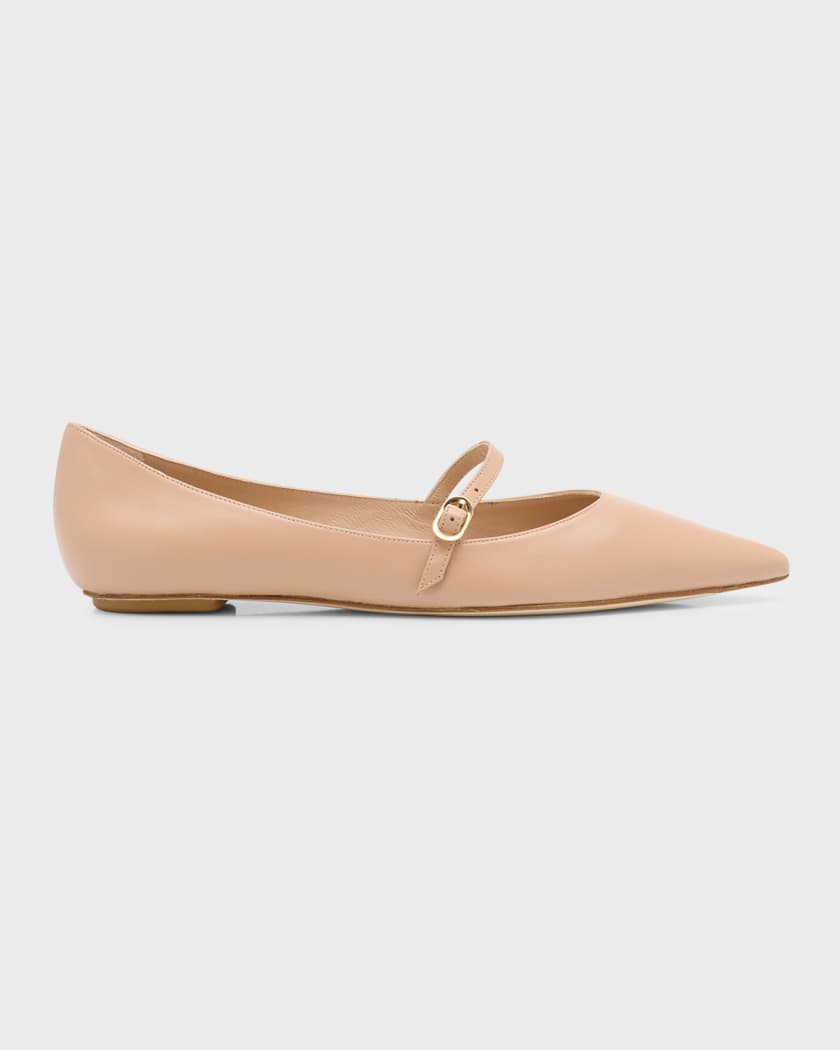 Stuart Weitzman Emilia Leather Mary Jane Ballerina Flats Neiman