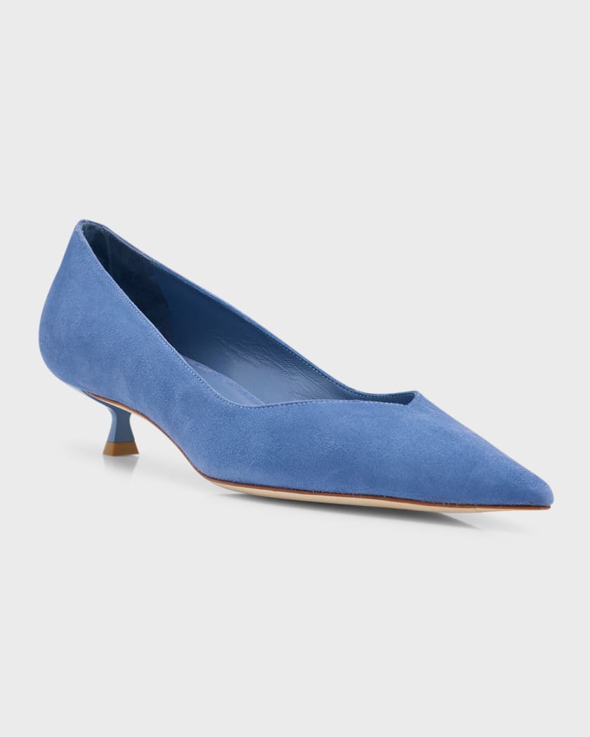 Blue suede kitten heel sales shoes