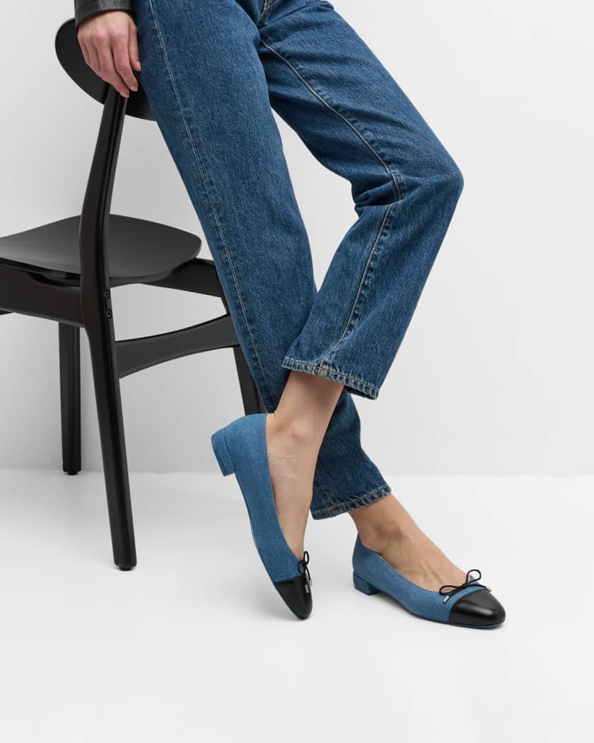 Denim ballerina flats best sale
