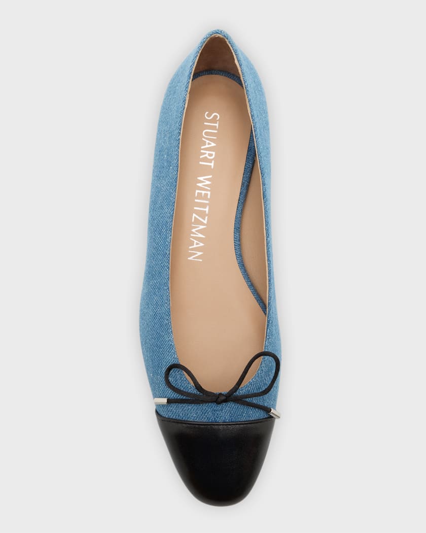 Chanel Blue/Black Satin and Suede Pointed Toe Gabrielle Ballerina