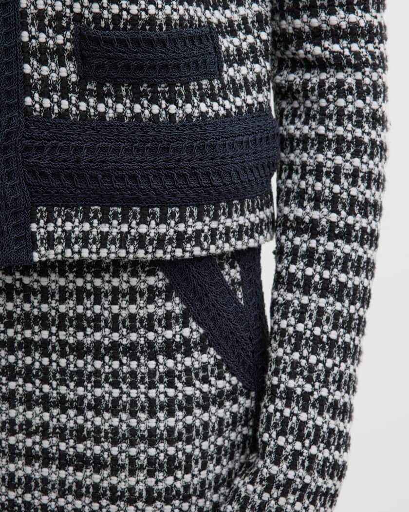 St. John Textured-Trim Bi-Color Knit Jacket | Neiman Marcus