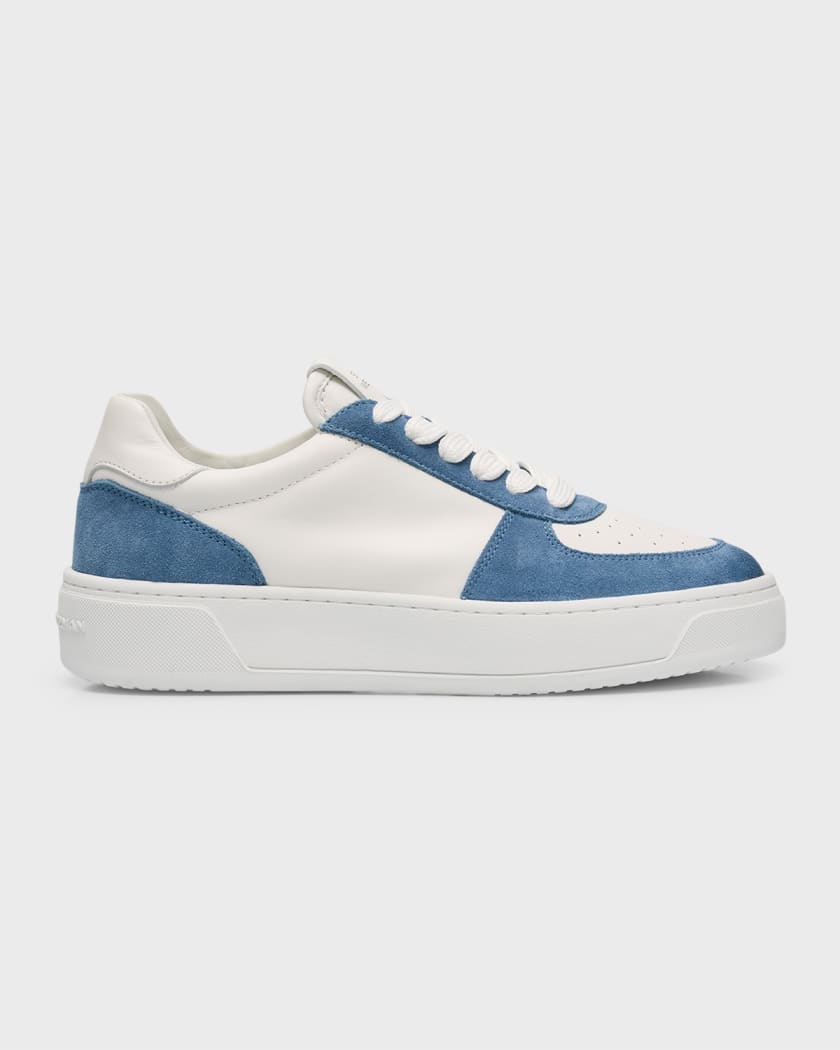 Stuart Weitzman Mixed Leather Courtside Low Top Sneakers Neiman