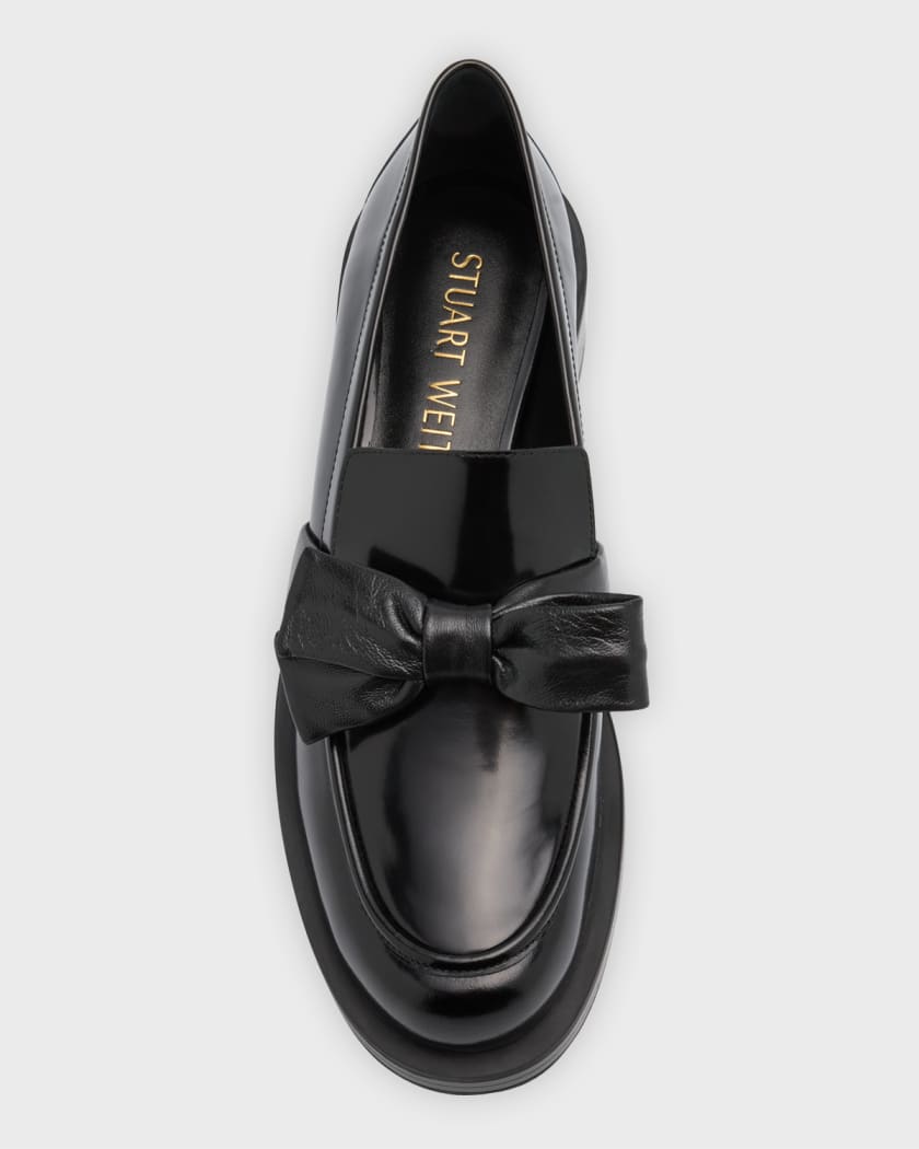 Stuart Weitzman Sofia Bold Leather Bow Loafers