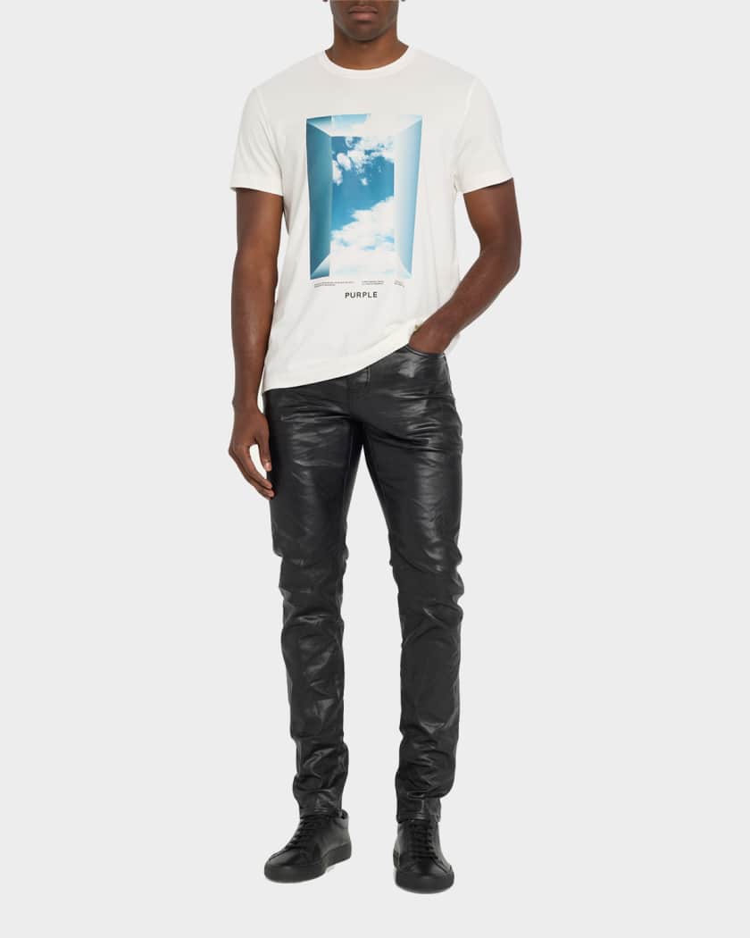 Men's Patent Film Coated Slim-Fit Jeans