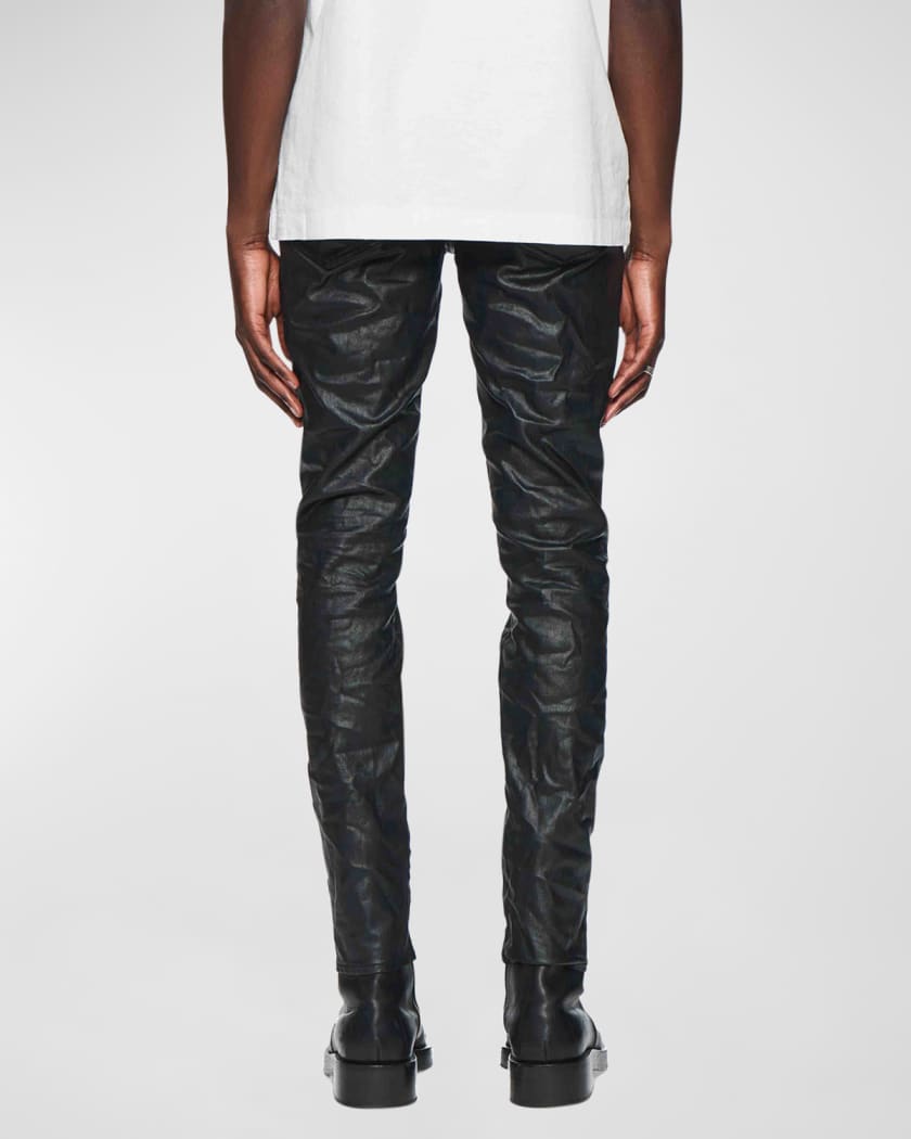 Men's Patent Film Coated Slim-Fit Jeans