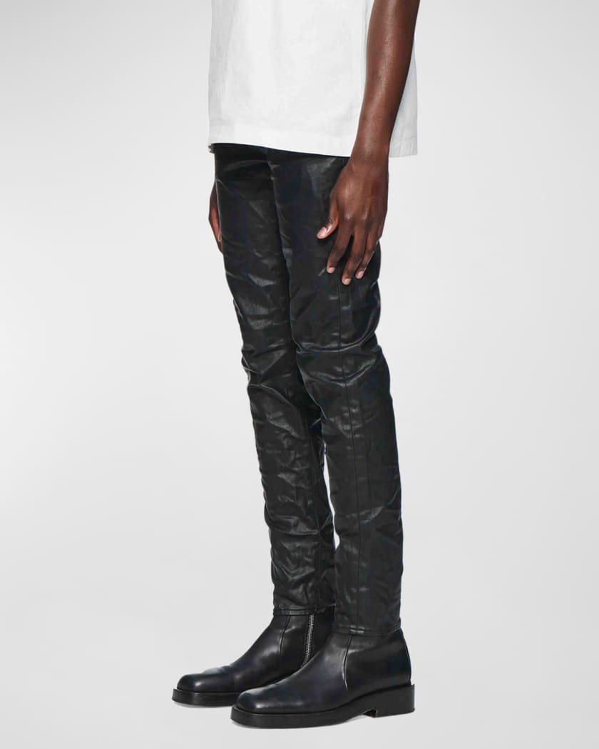 Men's Patent Film Coated Slim-Fit Jeans