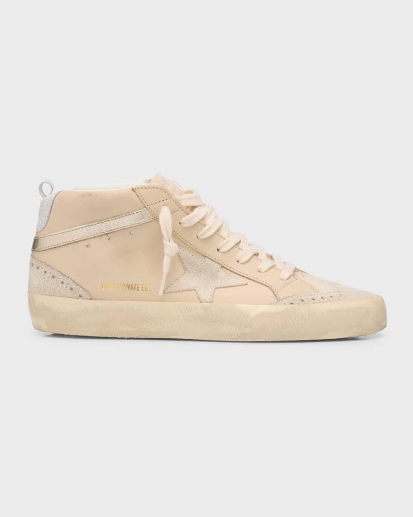 Golden Goose Mid Star Suede Glitter Wing-Tip Sneakers | Neiman Marcus