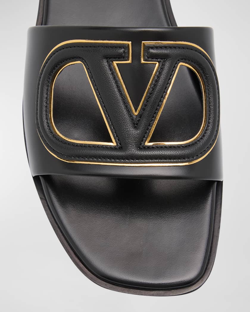 black Vlogo leather sandals