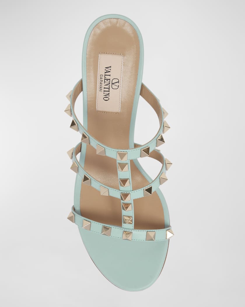 Rockstud Caged Block-Heel Slide Sandals