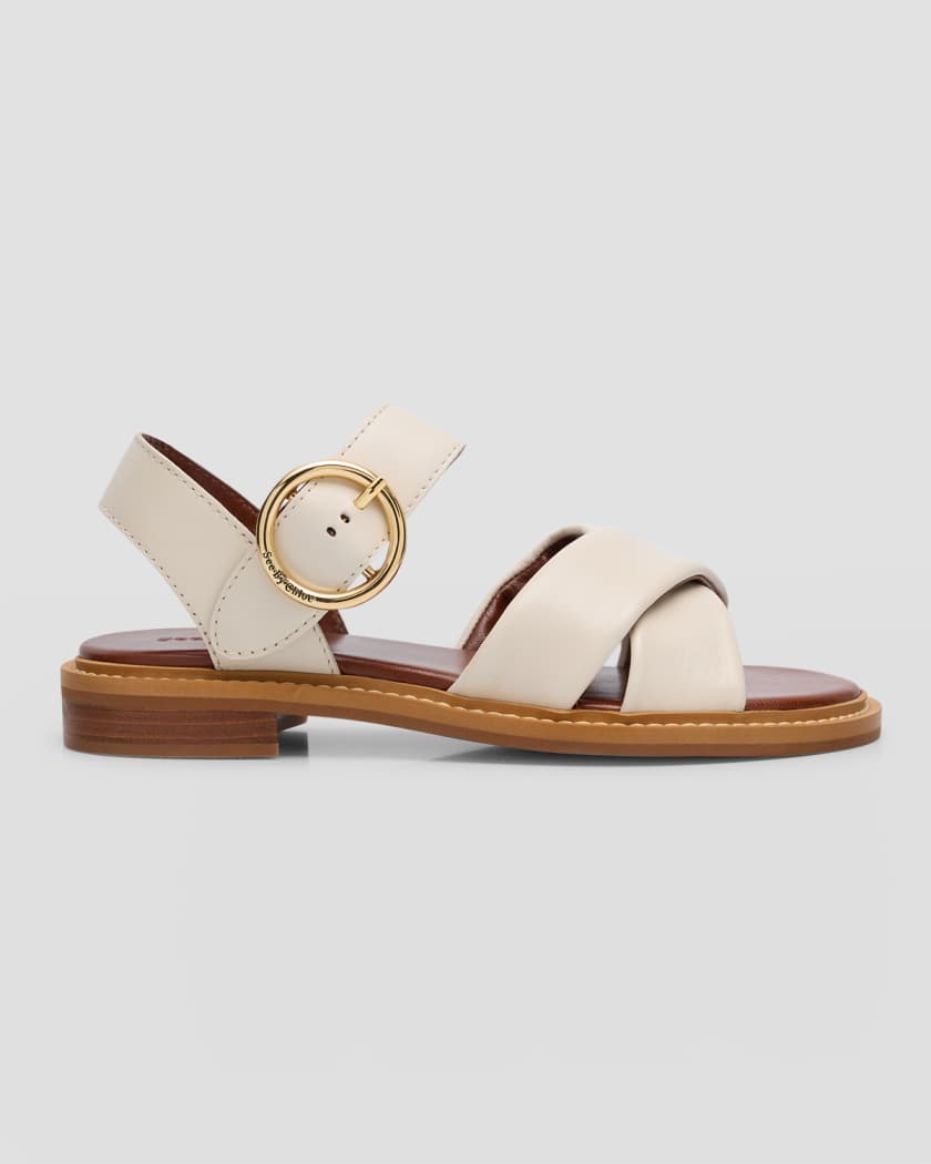 See by Chloe Lyna Leather Crisscross Ankle-Strap Sandals | Neiman ...