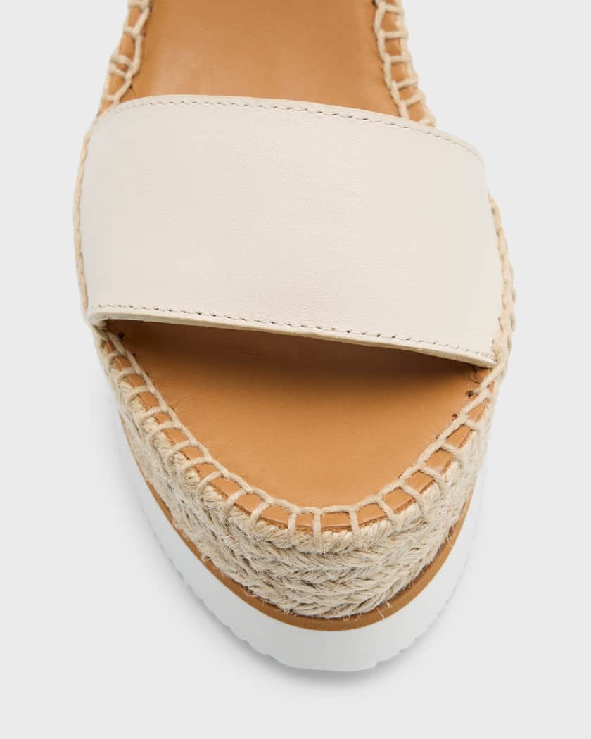 See by Chloe Glyn Leather Wedge Espadrille Sandals Neiman Marcus