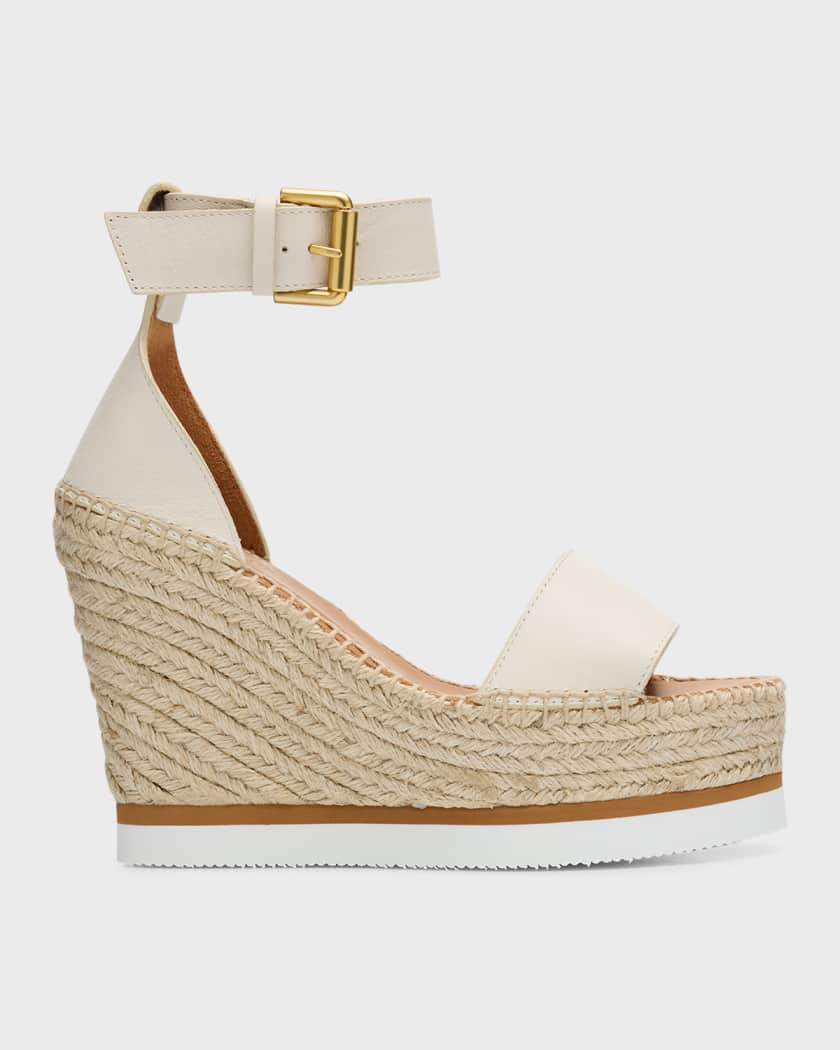 See by Chloe Glyn Leather Wedge Espadrille Sandals Neiman Marcus