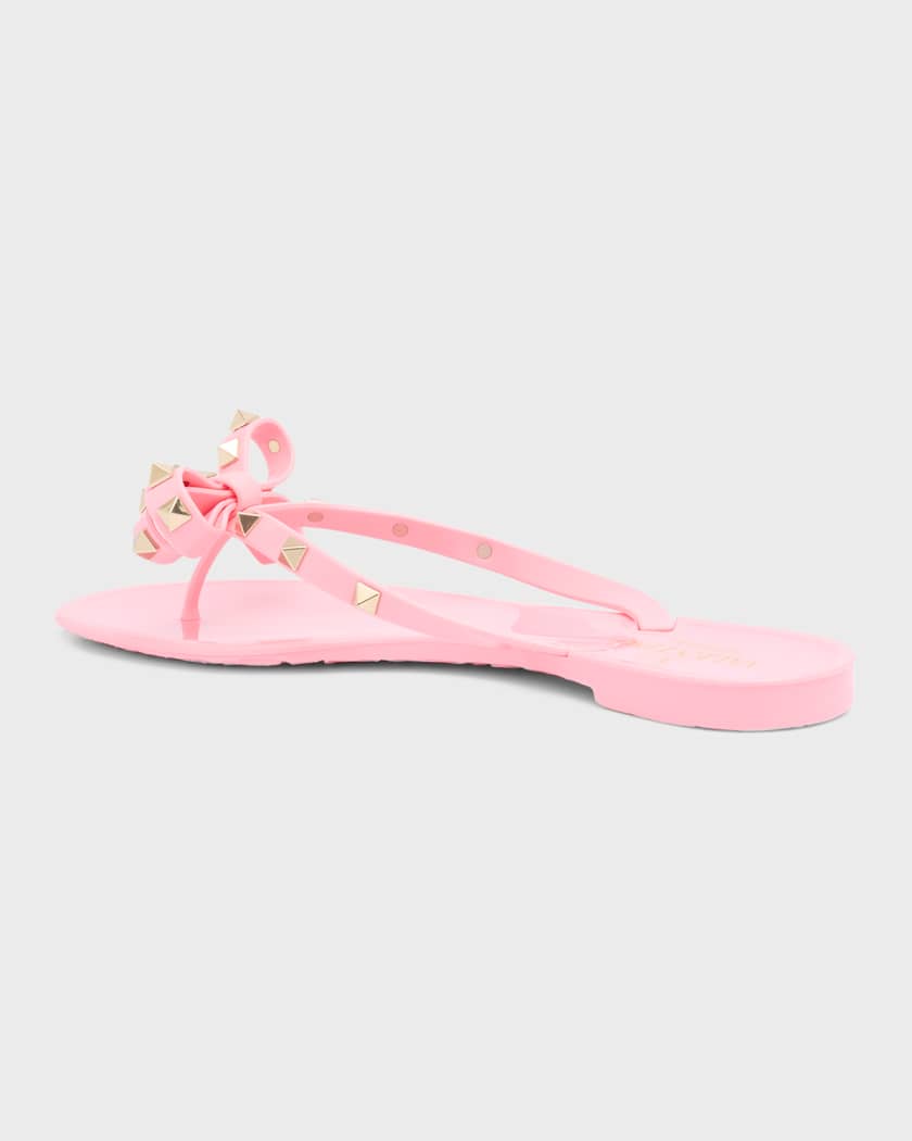 Valentino Garavani Rockstud PVC Flat Thong Sandals Neiman Marcus
