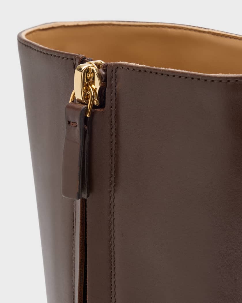 THE ROW Shrimpton Leather Square Toe Ankle Boots Neiman Marcus