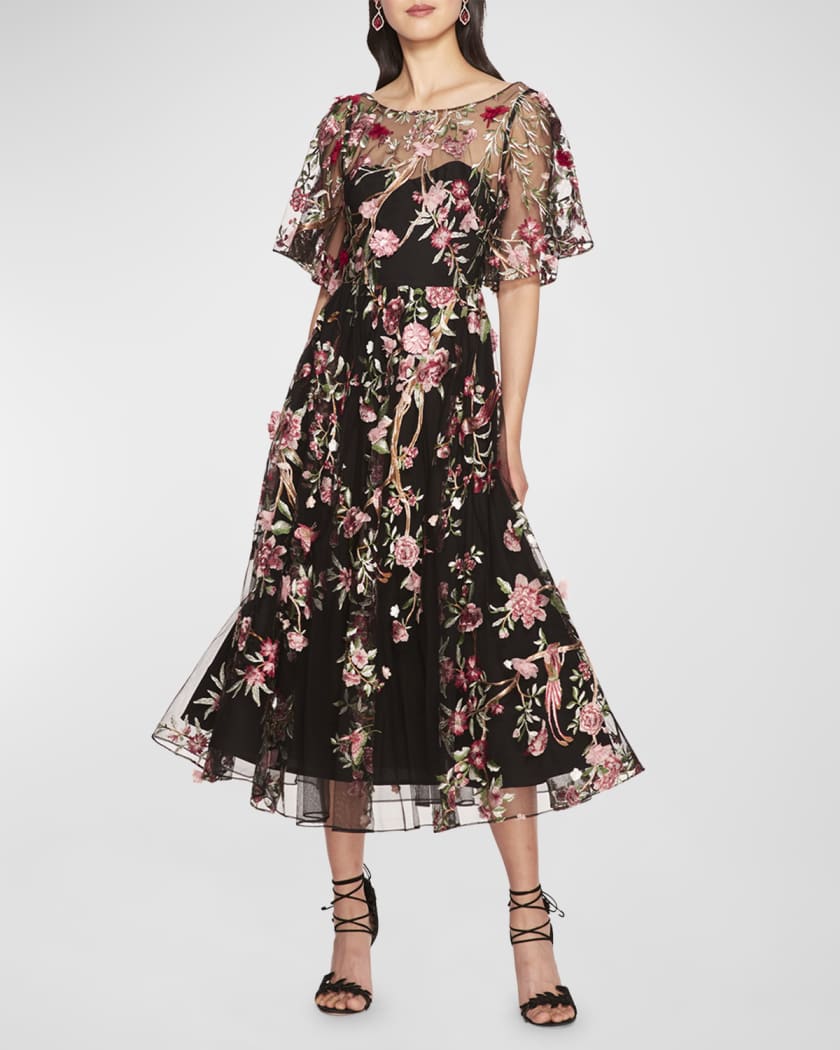 Marchesa notte flutter new arrivals sleeve cocktail dress