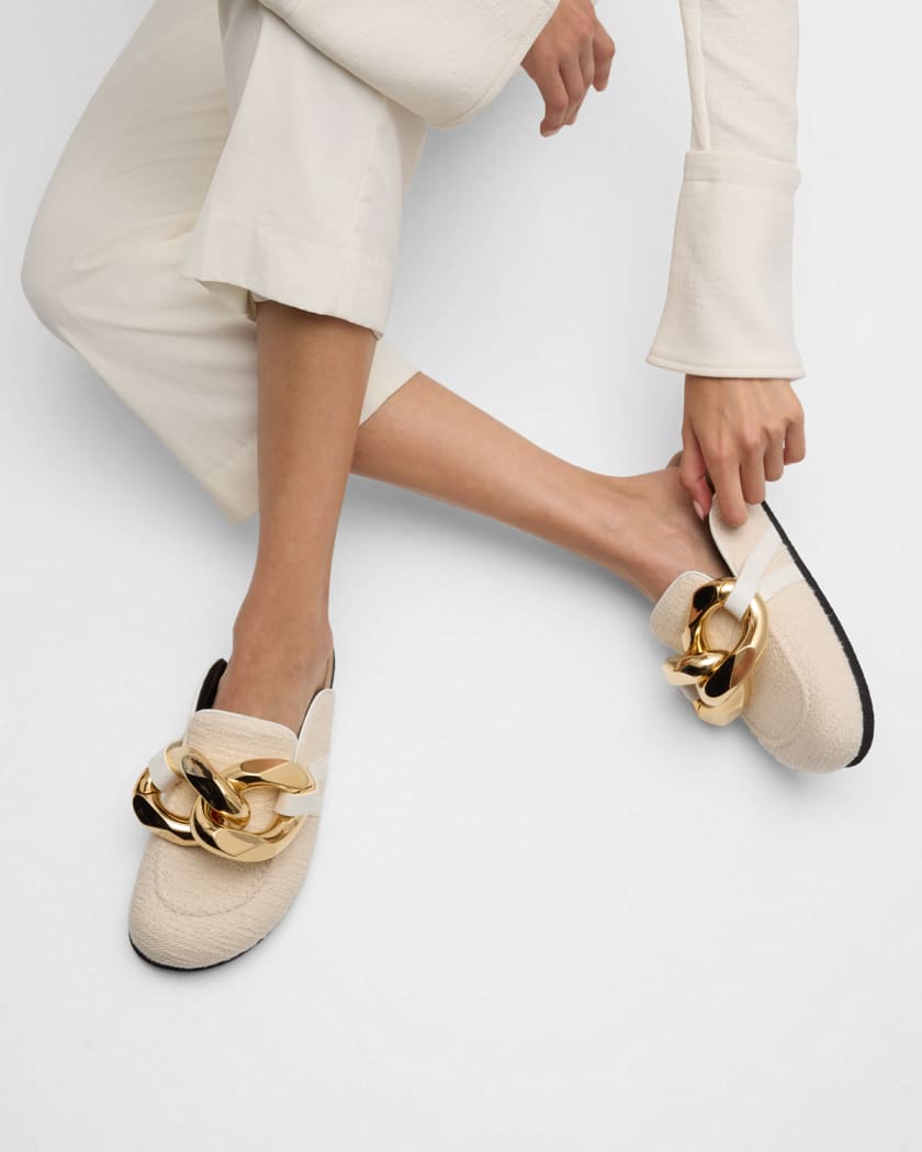 JW Anderson Chunky Chain Cotton Loafer Mules Neiman Marcus