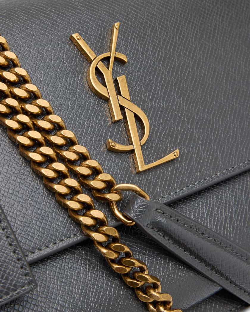 Saint Laurent Sunset Medium YSL Crossbody Bag in Grained Leather