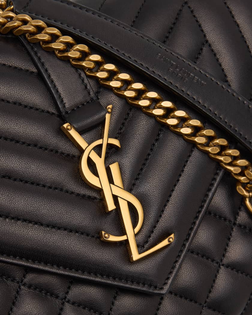 College Medium YSL Striped Suede Shoulder Bag