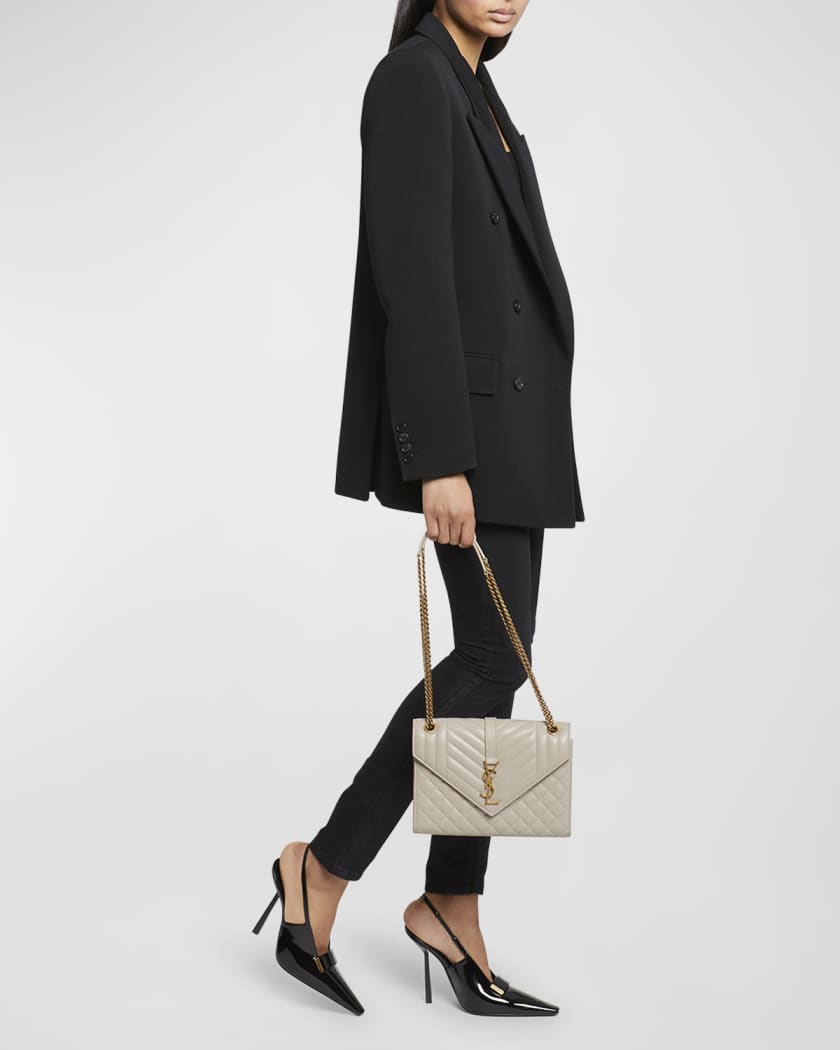 Envelope Triquilt Medium YSL Shoulder Bag in Smooth Quilted Leather