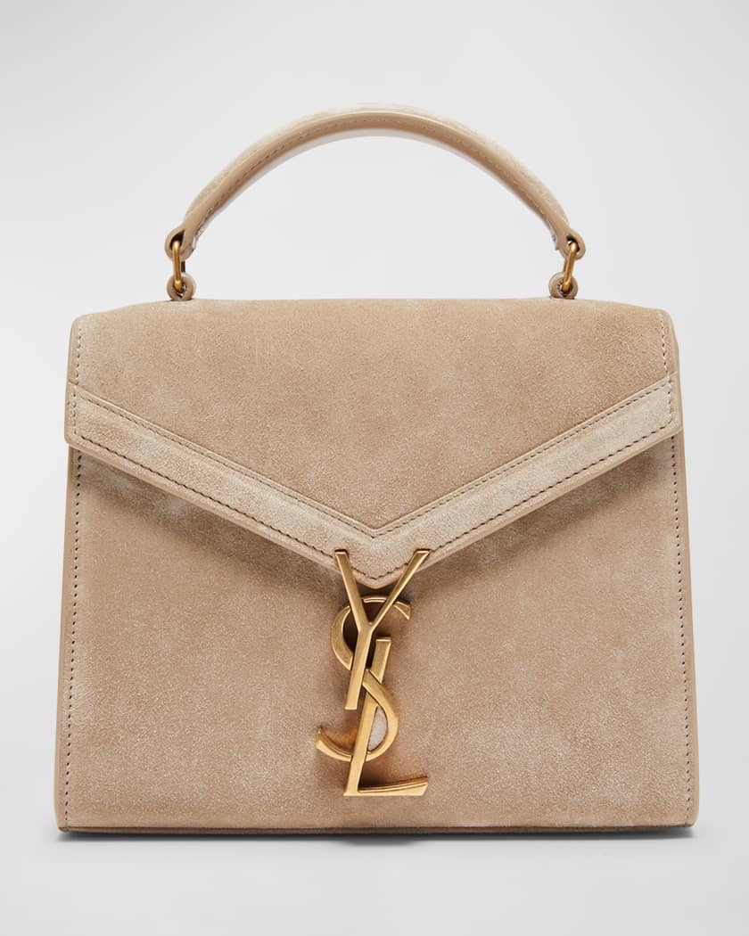 Saint Laurent Mini Cassandra Leather Top Handle Bag in Matt Gold