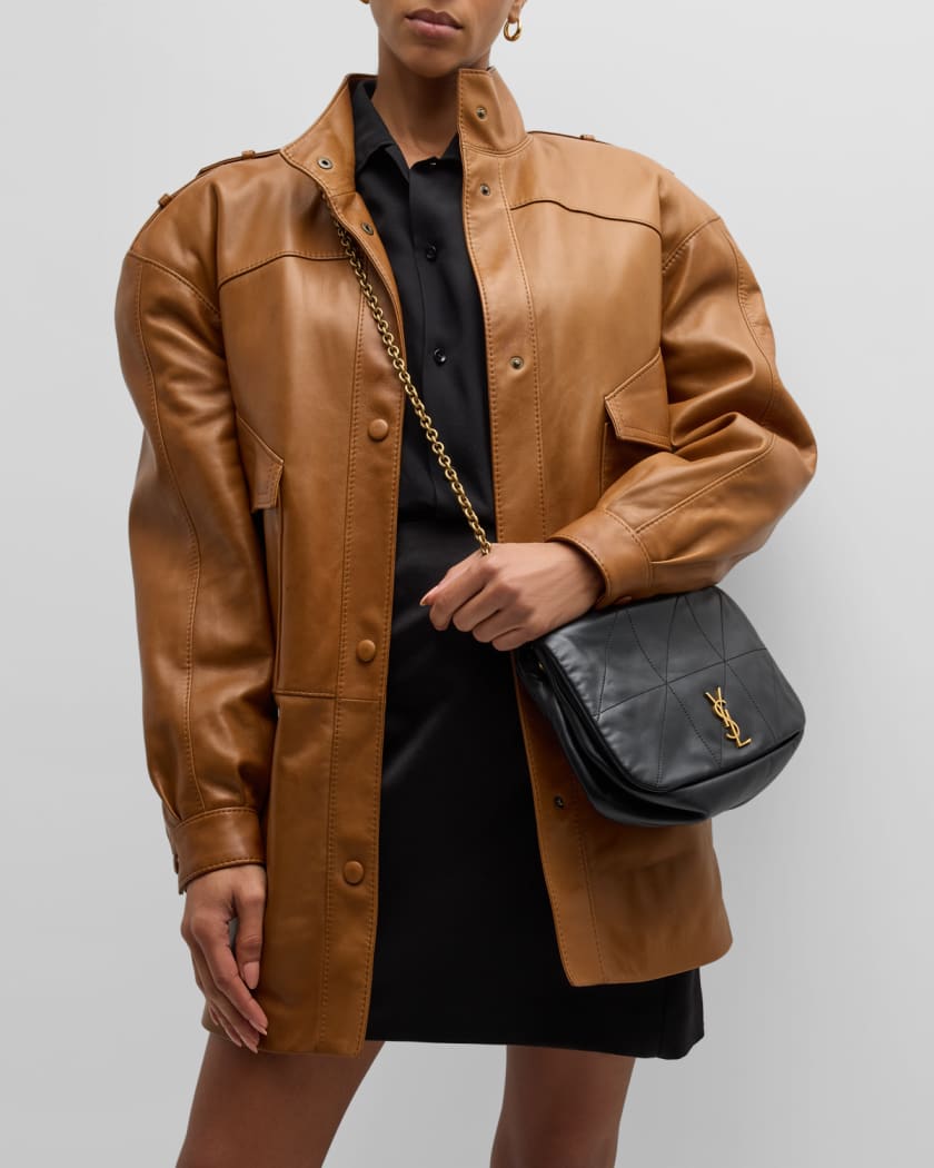 Brown Jamie medium YSL-logo puffer leather shoulder bag, Saint Laurent