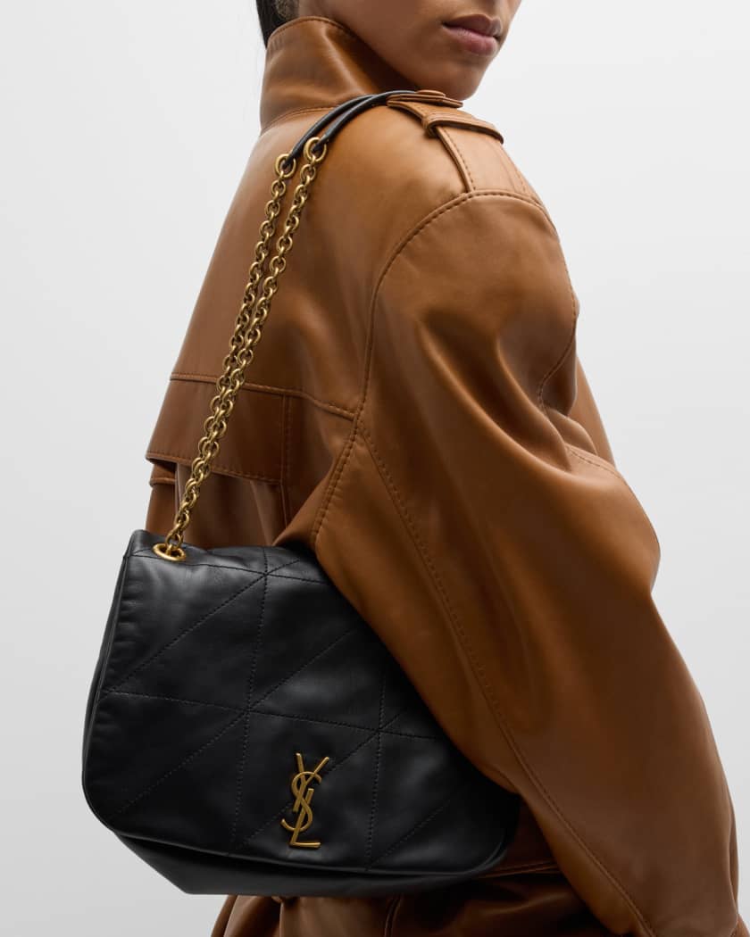 Brown Jamie medium YSL-logo puffer leather shoulder bag, Saint Laurent