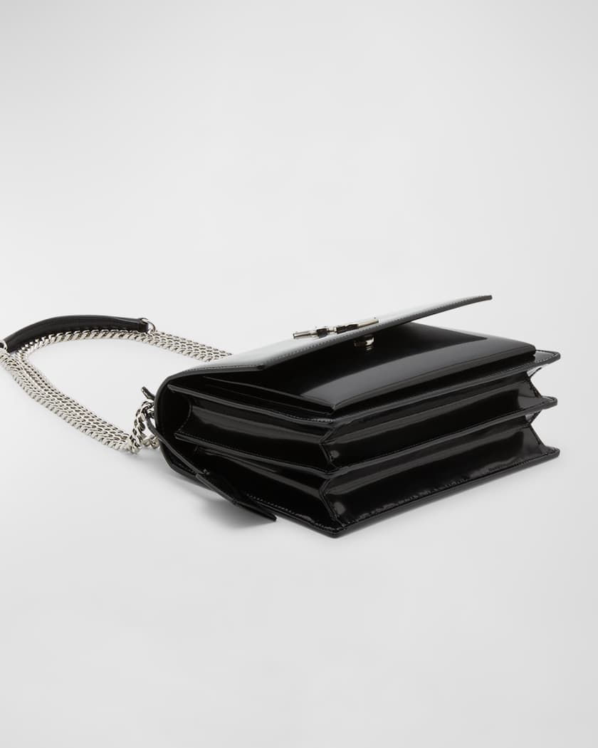 Sunset small croc-effect patent-leather shoulder bag