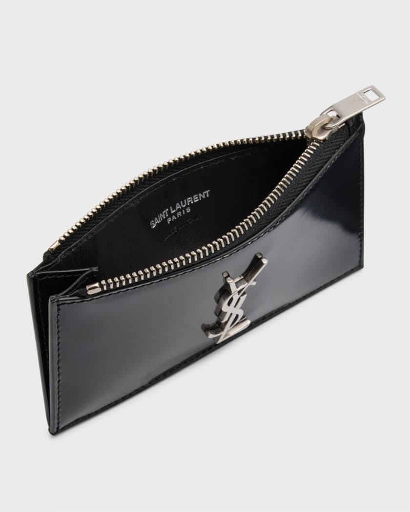 Saint Laurent Fragments Monogram Zip Cardholder - Black