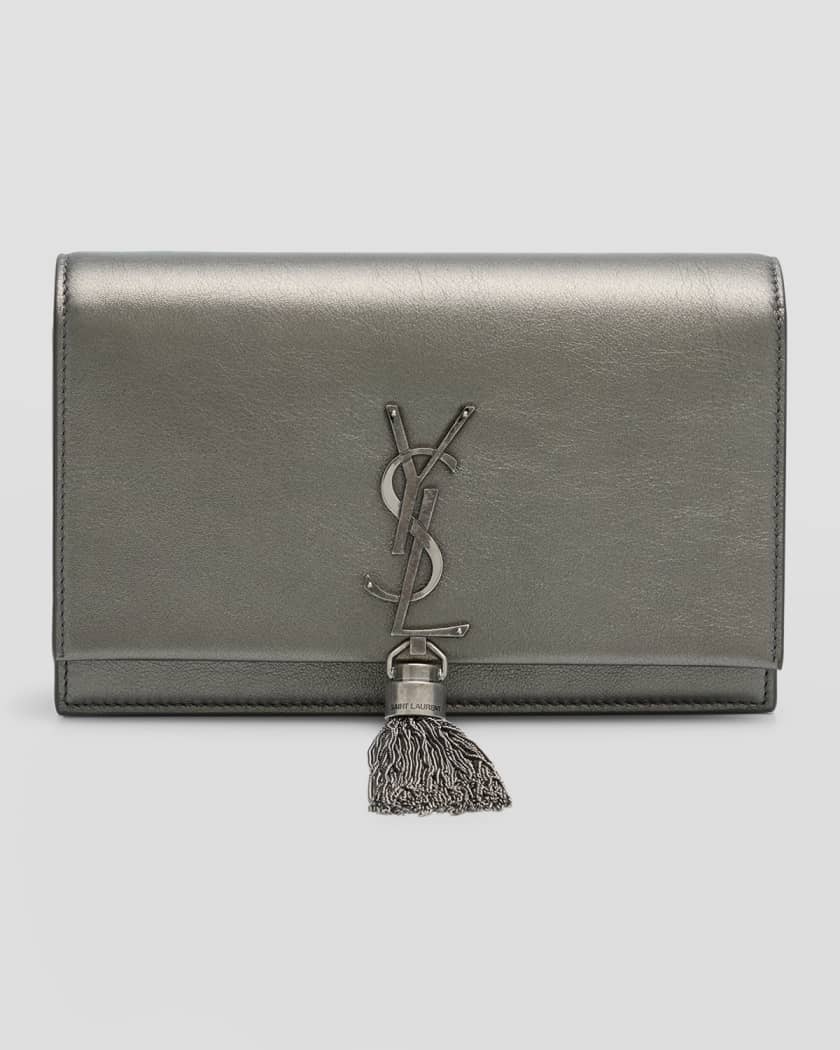 Saint Laurent Kate Tassel Bag in Black Suede with Silver Hardware