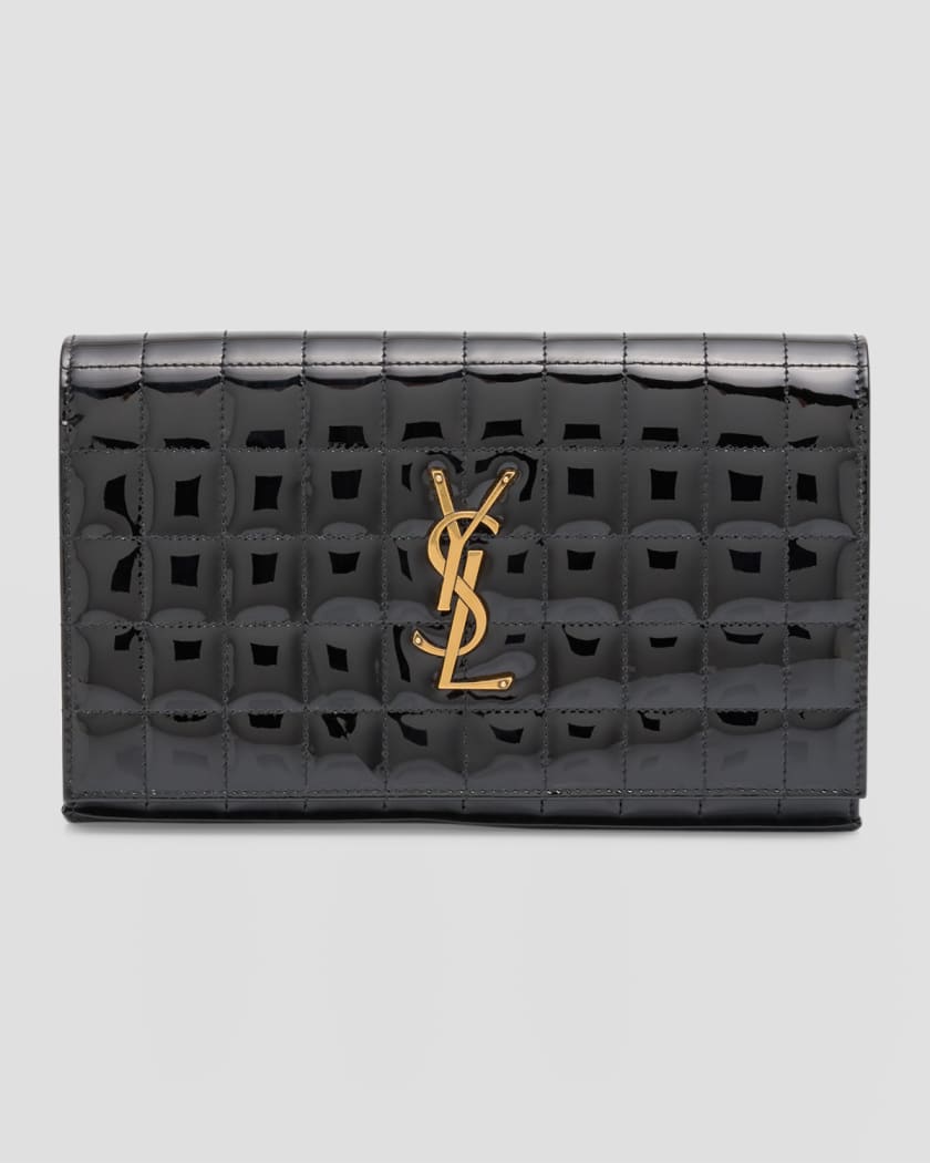 Saint Laurent YSL Classic Patent Quilted Wallet on Chain