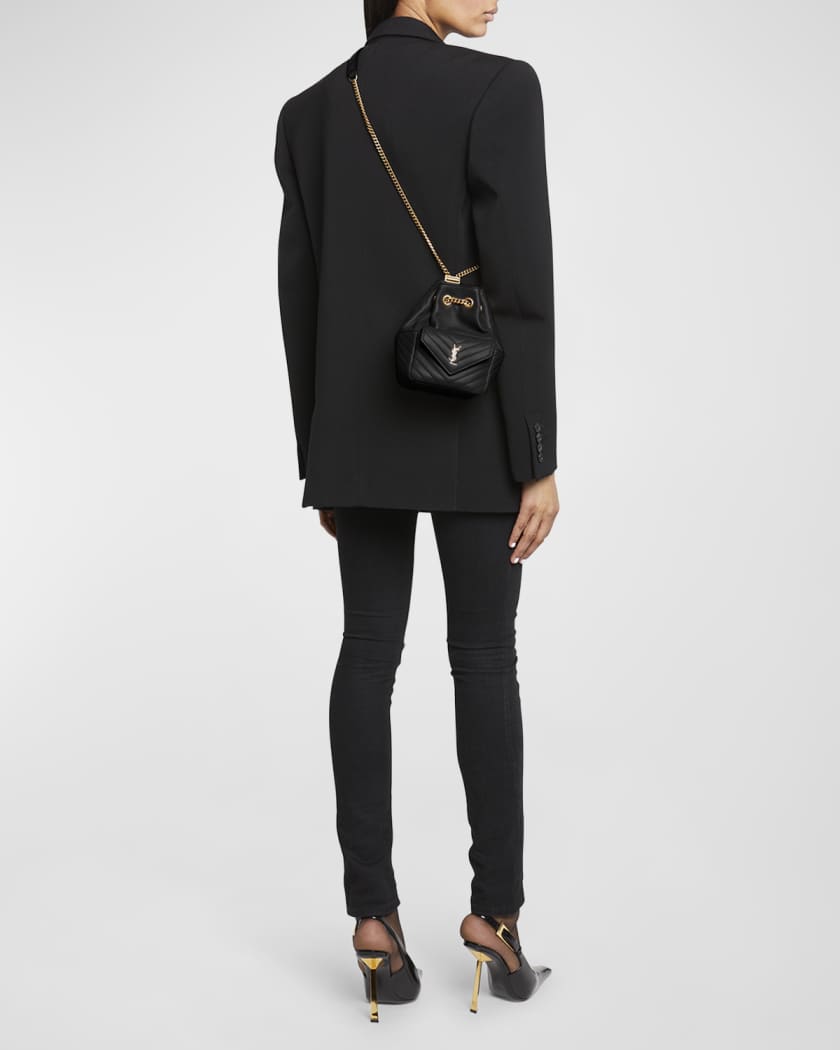 Joe Mini YSL Bucket Bag with Adjustable Strap in Smooth Leather