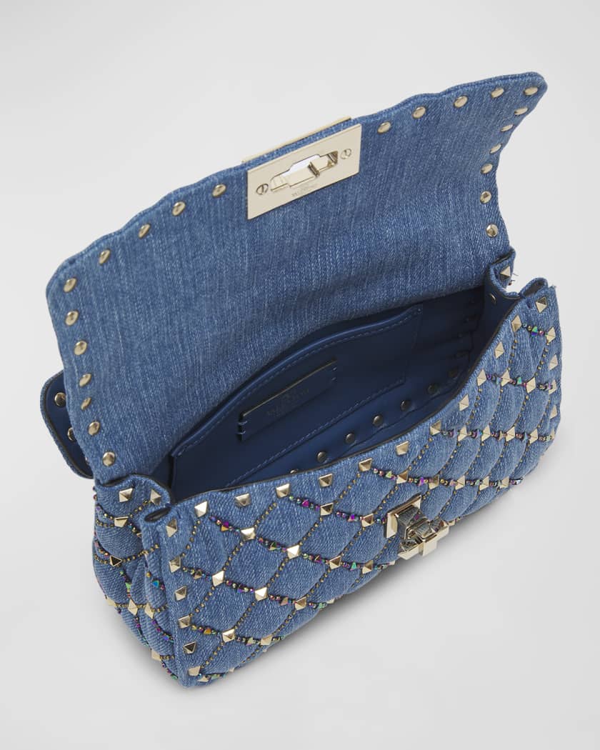 Valentino Garavani Rockstud Spike Micro Leather Crossbody Bag in Blue -  Valentino Garavani