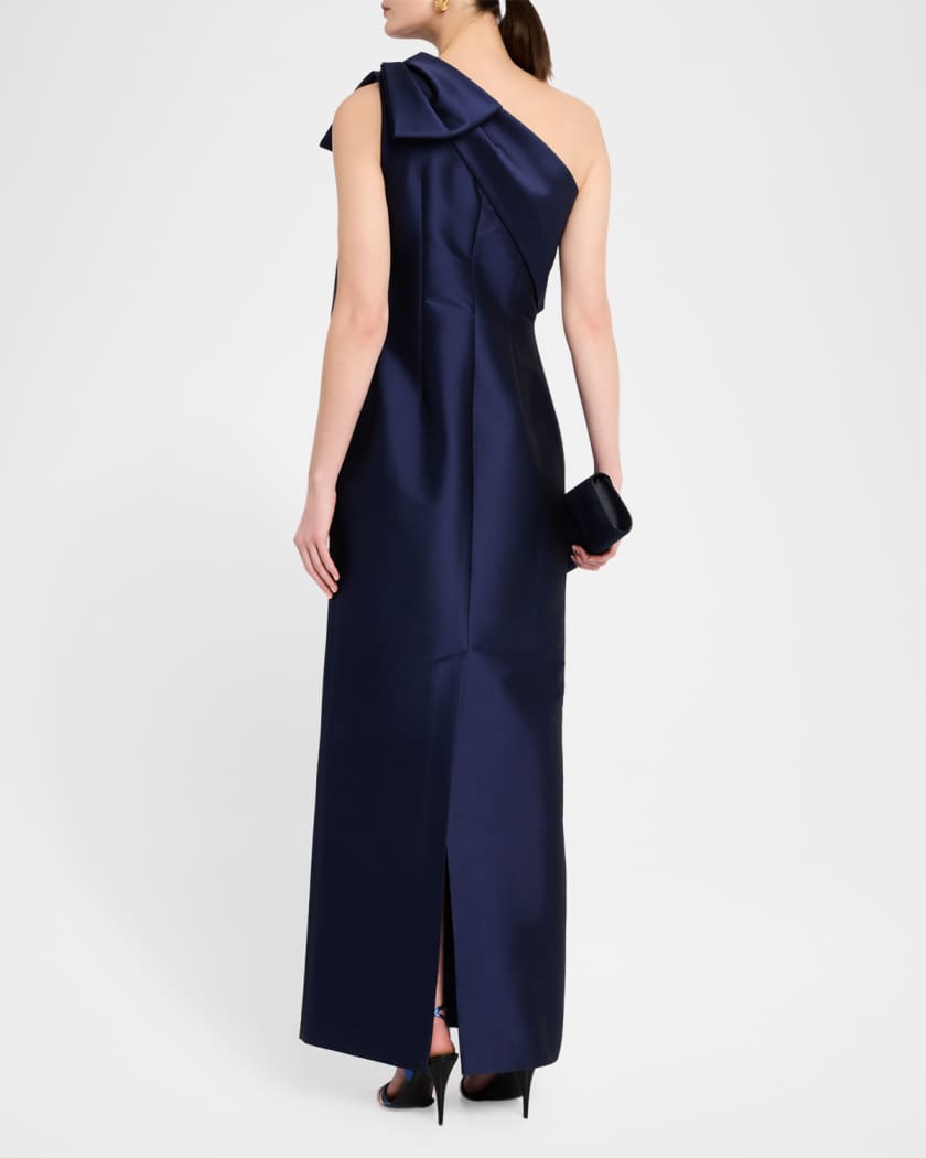Bonnie One-Shoulder Bow Column Gown
