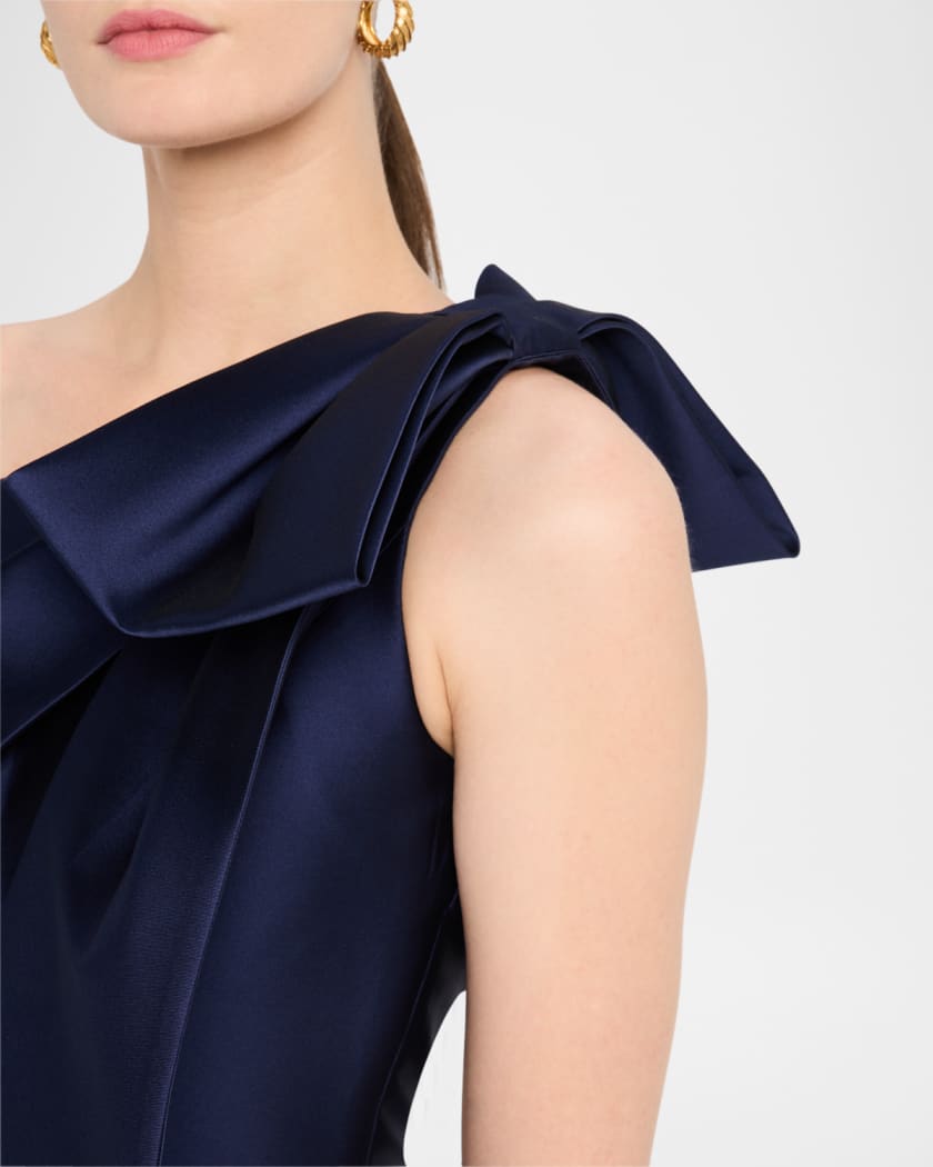 Bonnie One-Shoulder Bow Column Gown