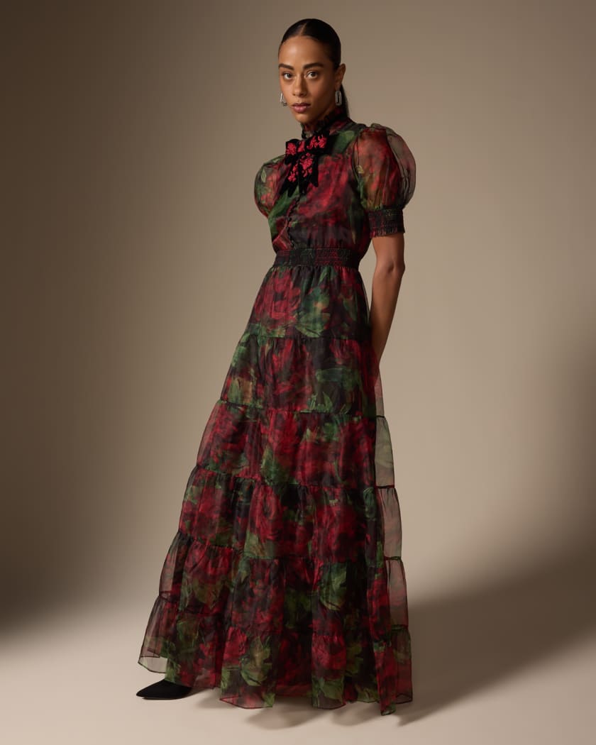 Alice and olivia red 2025 floral dress