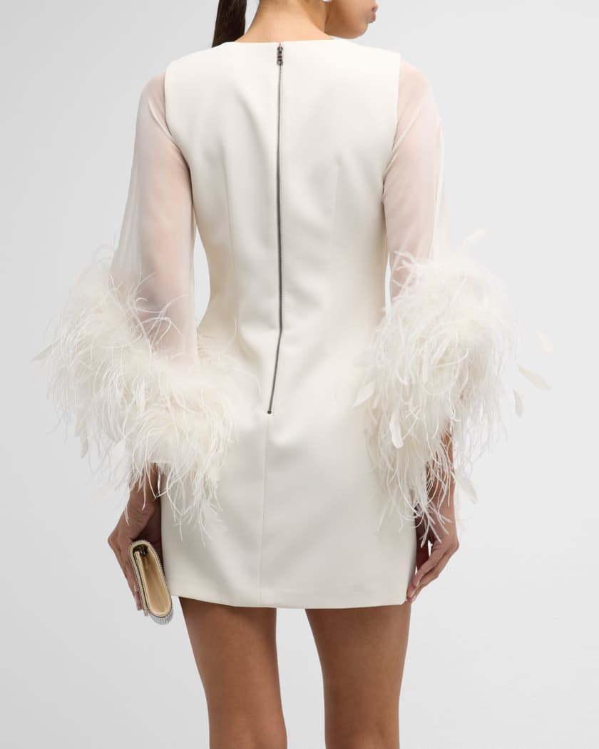 Alice Olivia Izola Feather Detail Mini Dress Neiman Marcus