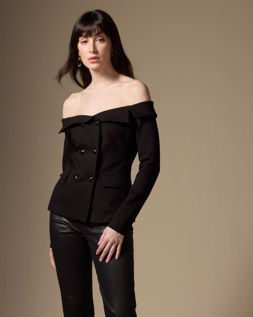 Off the shoulder blazer top best sale