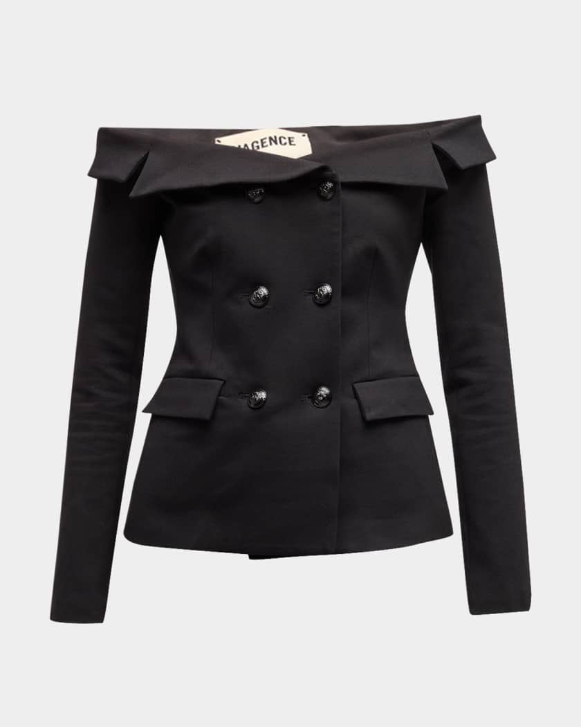 Off the shoulder blazer top hotsell