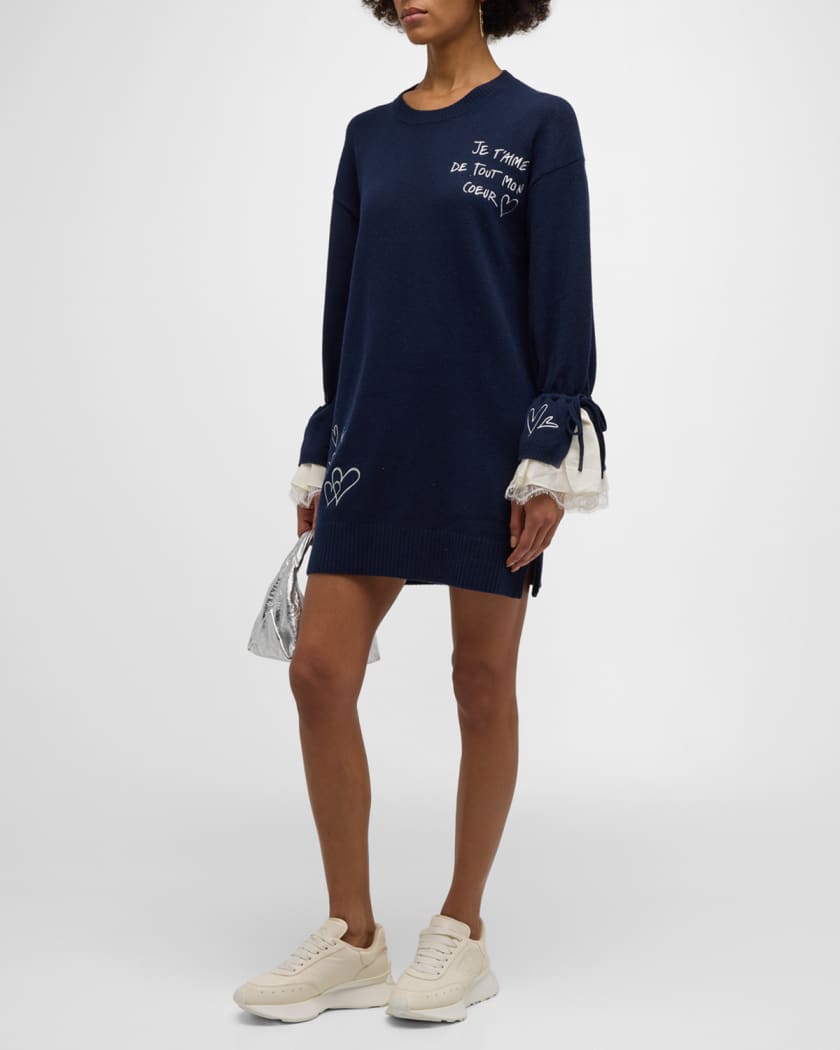 Embellished top knitted dress