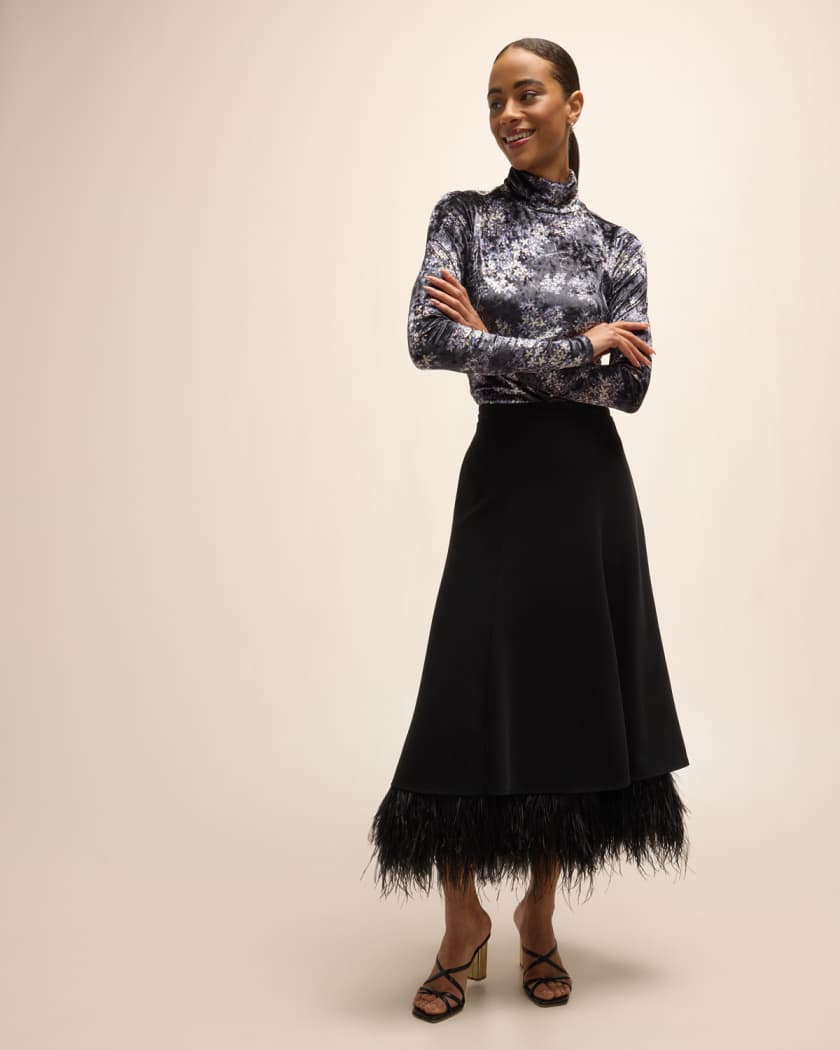 Cinq a Sept Kiara Lilac Floral Mesh Turtleneck Top Neiman Marcus