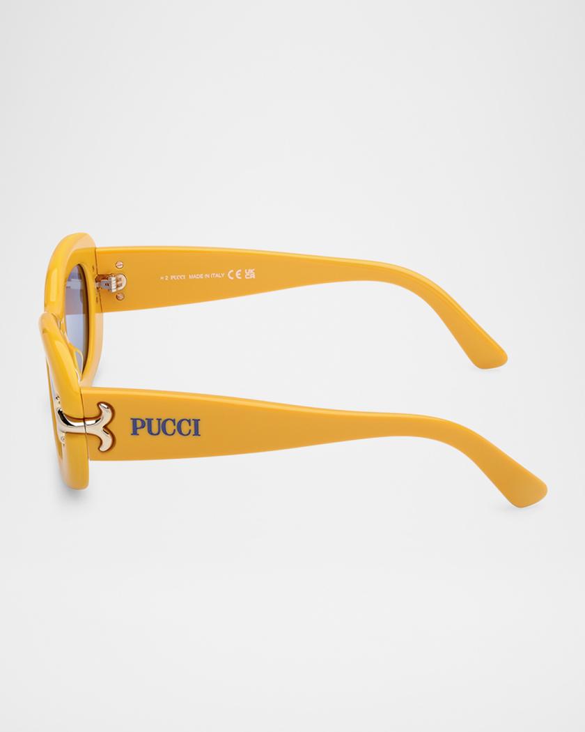 Pucci Filigree Acetate Oval Sunglasses | Neiman Marcus display picture 1