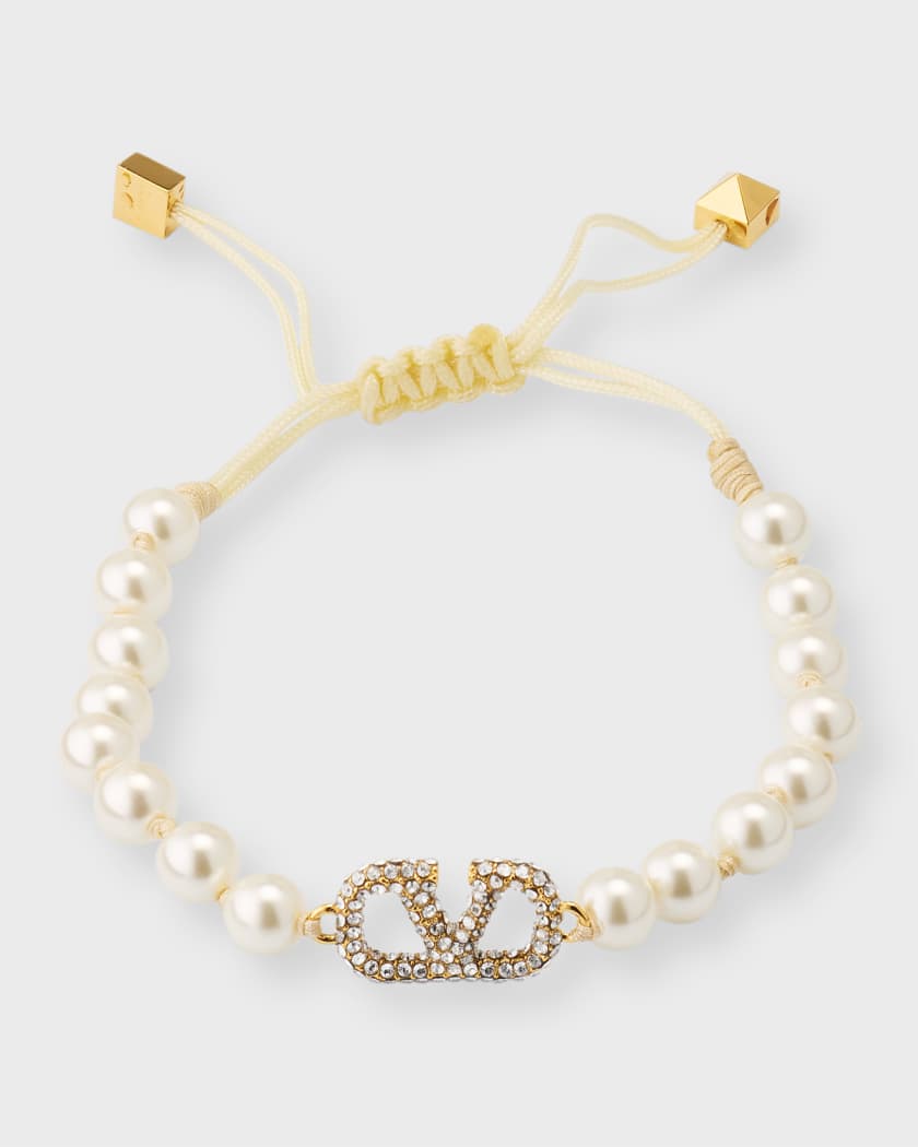 V Logo Signature Crystal Bracelet