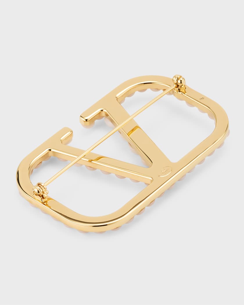 Valentino Garavani VLogo Signature crystal brooch - Gold