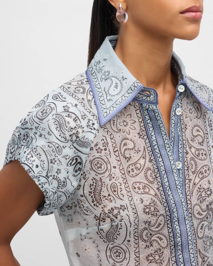 ZIMMERMANN Garden-print frilled blouse - Blue