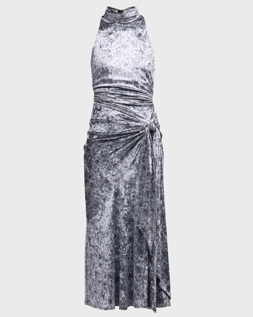 Rori Butterfly Paisley Sleeveless Mock Neck Midi Dress