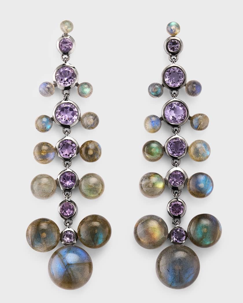 NAKARD Dew Drop Earrings in Labradorite and Rose of France