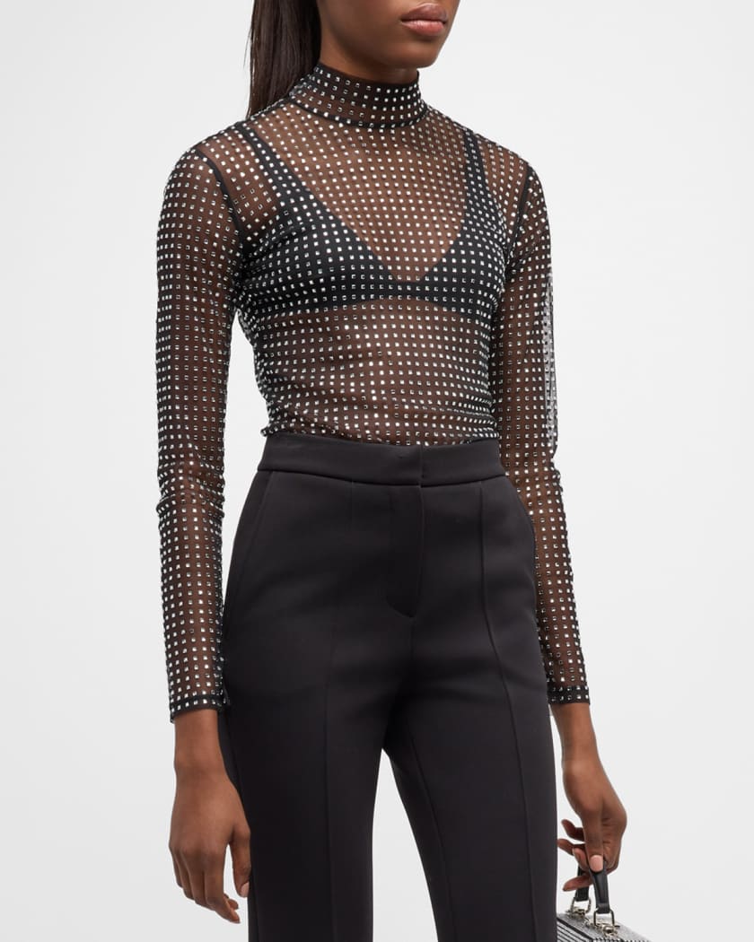 Sheer turtleneck top clearance