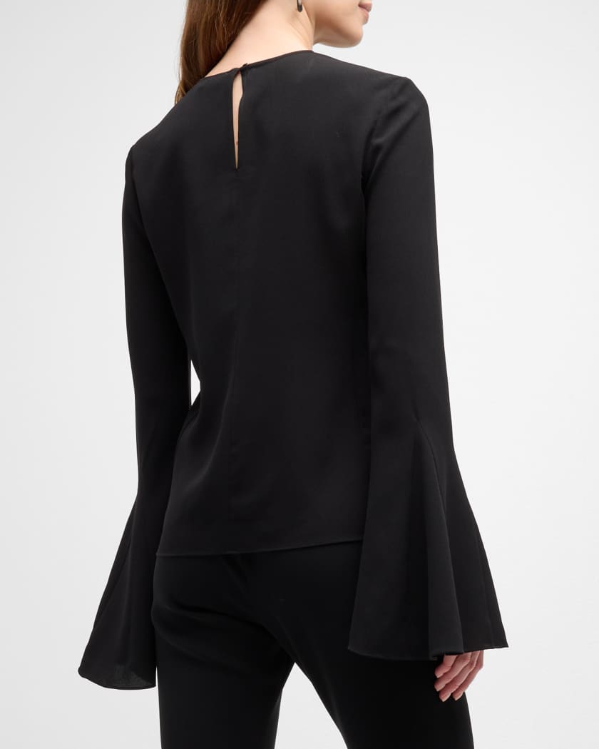 FRAME Ribbed bell-sleeve Top - Farfetch